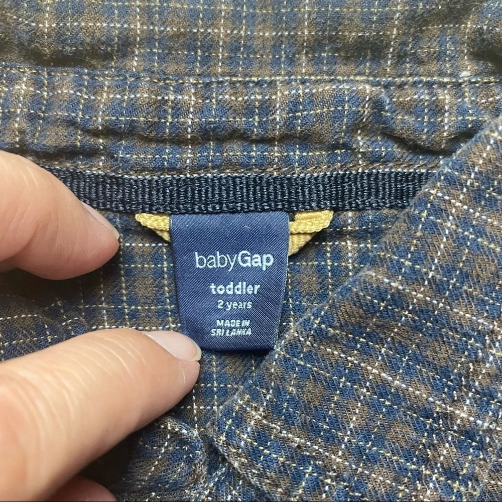 Baby Gap Boys Blue & Brown Checkered Button Down Size 2